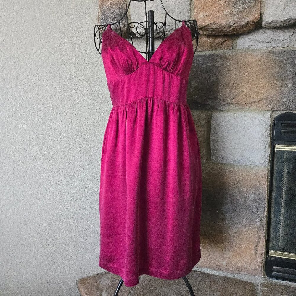 Short Formal Silk Dress in Deep Wine